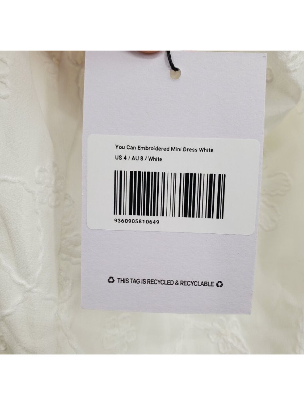 Princess Polly You Can Embroidered Mini Dress Women Size US 4 NWT Square Neck - Picture 10 of 16